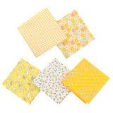 Maxbell 5Pcs DIY Mixed Pattern Cotton Fabric Sewing Quilting Patchwork Crafts  Yellow