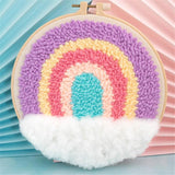 Maxbell Punch Needle Kits with Punch Embroidery Hoop for DIY Crafts Rainbow