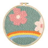 Maxbell Punch Needle Kit with Punch Bamboo Embroidery Hoop DIY Craft Rainbow Flower