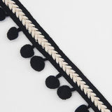 Maxbell 5 Yd Curtain Trim Ribbon Pom Pom Tassel Fringe Sewing Upholstery Decor Black