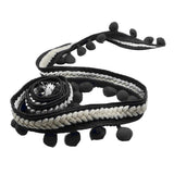 Maxbell 5 Yd Curtain Trim Ribbon Pom Pom Tassel Fringe Sewing Upholstery Decor Black