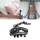 Maxbell 5 Yd Curtain Trim Ribbon Pom Pom Tassel Fringe Sewing Upholstery Decor Black