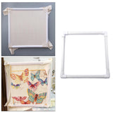 Maxbell White Tapestry Scroll Embroidery Frame Cross Stitch DIY Craft Sewing Tool 36x36cm