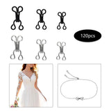 Maxbell 120 Pairs Hook and Eye Fasteners Bra for Trousers 3 Sizes Dress Skirt Collar