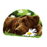 Maxbell Latch Hook Rug Kits Animal Crocheting Sewing Craft Tool Lying down dog