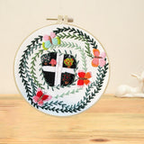 Maxbell Embroidery Kit Cross Stitch Beautiful Craft w/Frame Hoop DIY for Kids Adults Butterfly Garden
