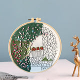 Maxbell Embroidery Kit Cross Stitch Beautiful Craft w/Frame Hoop DIY for Kids Adults City