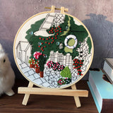 Maxbell Embroidery Kit Cross Stitch Beautiful Craft w/Frame Hoop DIY for Kids Adults Ocean View Villa