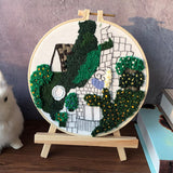 Maxbell Embroidery Kit Cross Stitch Beautiful Craft w/Frame Hoop DIY for Kids Adults Green Valley Villa