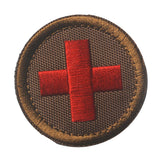 Maxbell Red Cross Patch Nurse Durable Fastener for Mountaineering Fishing Hunting Brown