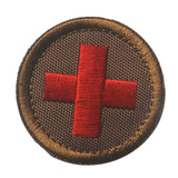 Maxbell Red Cross Patch Nurse Durable Fastener for Mountaineering Fishing Hunting Brown