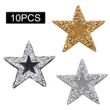 Maxbell 10x Rhinestone Star Patches Appliques Repair Sewing Accessories Golden