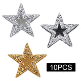 Maxbell 10x Rhinestone Star Patches Appliques Repair Sewing Accessories Golden