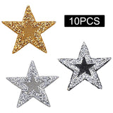 Maxbell 10x Rhinestone Star Patches Appliques Repair Sewing Accessories Golden