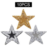 Maxbell 10x Rhinestone Star Patches Appliques Repair Sewing Accessories Golden