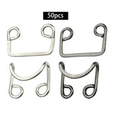 Maxbell 50 Pairs Metal Buckle Waist Accs Clasp Invisible for Jeans Fabric Crafts Bra Argent