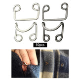 Maxbell 50 Pairs Metal Buckle Waist Accs Clasp Invisible for Jeans Fabric Crafts Bra Argent