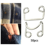 Maxbell 50 Pairs Metal Buckle Waist Accs Clasp Invisible for Jeans Fabric Crafts Bra Argent