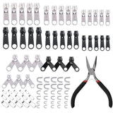 Maxbell Zipper Repair Kit with Zipper Install Pliers for Jeans Jackets Backpacks 85PCS