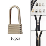 Maxbell 10Pcs Zinc Alloy Zipper Pulls Sewing Zipper Heads for Jeans Luggage Purse Gray Golden