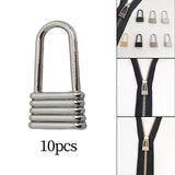 Maxbell 10Pcs Zinc Alloy Zipper Pulls Sewing Zipper Heads for Jeans Luggage Purse Silver