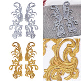 Maxbell 2x Embroidery Patch Sewing Craft Decoration Lace for Jeans Crafting Wedding Silver