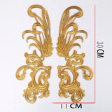 Maxbell 2x Embroidery Patch Sewing Craft Decoration Lace for Jeans Crafting Wedding Gold