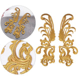 Maxbell 2x Embroidery Patch Sewing Craft Decoration Lace for Jeans Crafting Wedding Gold