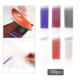 Maxbell 100Pcs Heat Erasable Pen Refills Fabric Marking Pens Refills for Embroidery Blue