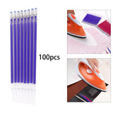 Maxbell 100Pcs Heat Erasable Pen Refills Fabric Marking Pens Refills for Embroidery Blue