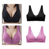 Maxbell Breathable Women Bra Every Day Front Closure Wire Free for Work Black