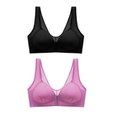 Maxbell Breathable Women Bra Every Day Front Closure Wire Free for Work Black