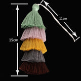 Maxbell 6Pcs Colorful Bohemian Pompom Tassel Bag Charms Key Chain Key Ring Pendant