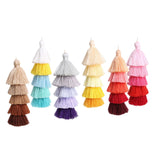 Maxbell 6Pcs Colorful Bohemian Pompom Tassel Bag Charms Key Chain Key Ring Pendant