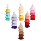Maxbell 6Pcs Colorful Bohemian Pompom Tassel Bag Charms Key Chain Key Ring Pendant