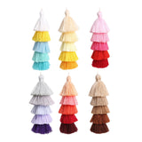 Maxbell 6Pcs Colorful Bohemian Pompom Tassel Bag Charms Key Chain Key Ring Pendant