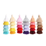 Maxbell 6Pcs Colorful Bohemian Pompom Tassel Bag Charms Key Chain Key Ring Pendant
