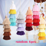 Maxbell 6Pcs Colorful Bohemian Pompom Tassel Bag Charms Key Chain Key Ring Pendant