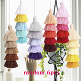 Maxbell 6Pcs Colorful Bohemian Pompom Tassel Bag Charms Key Chain Key Ring Pendant