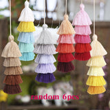 Maxbell 6Pcs Colorful Bohemian Pompom Tassel Bag Charms Key Chain Key Ring Pendant