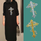 Maxbell Flower Embroidery Patch Iron On Badges Sew On Decoration Sewing Craft Jacket Argent