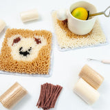 Maxbell Coaster Latch Hook Kits DIY Crochet Embroidery Kits for Cup Coaster Making A