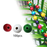 Maxbell 100x Wooden Bead Unfinished Handmade Wood Beads for Jewelry Making Garlands red