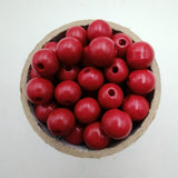 Maxbell 100x Wooden Bead Unfinished Handmade Wood Beads for Jewelry Making Garlands red