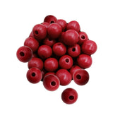 Maxbell 100x Wooden Bead Unfinished Handmade Wood Beads for Jewelry Making Garlands red