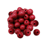 Maxbell 100x Wooden Bead Unfinished Handmade Wood Beads for Jewelry Making Garlands red