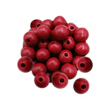 Maxbell 100x Wooden Bead Unfinished Handmade Wood Beads for Jewelry Making Garlands red