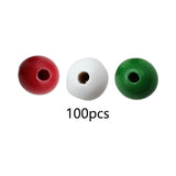 Maxbell 100x Wooden Bead Unfinished Handmade Wood Beads for Jewelry Making Garlands red