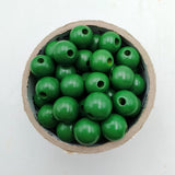 Maxbell 100x Wooden Bead Unfinished Handmade Wood Beads for Jewelry Making Garlands green