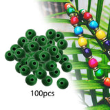 Maxbell 100x Wooden Bead Unfinished Handmade Wood Beads for Jewelry Making Garlands green